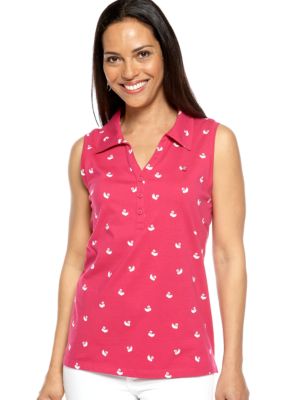 Gloria Vanderbilt Sleeveless Printed Polo