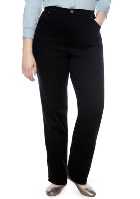 Gloria Vanderbilt Plus Size Amanda 5 Pocket Jean in Black Short Length