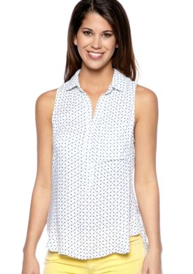Cloth & Stone Sleeveless Placket Polka Dot Shirt