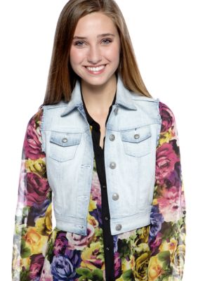 Red Camel Cropped Denim Vest