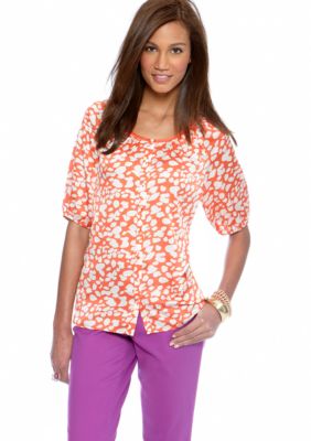 CYNTHIA Cynthia Rowley Printed Woven Peasant Top