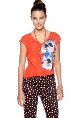 CYNTHIA Cynthia Rowley V-Neck Printed Tee