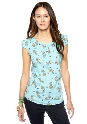 CYNTHIA Cynthia Rowley Cap Sleeve Printed Blouse