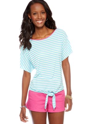 CYNTHIA Cynthia Rowley Stripe Tie-Front Tee