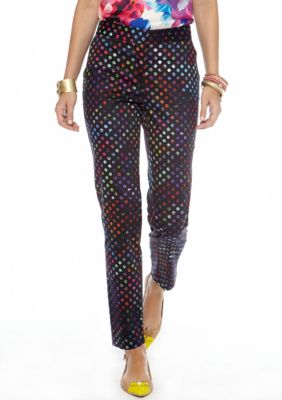 CYNTHIA Cynthia Rowley Rainbow Dot Print Polished Ankle Pants