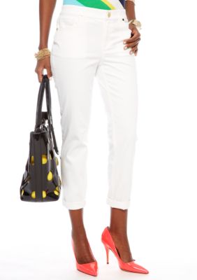 CYNTHIA Cynthia Rowley Solid Cuff Capri Jean