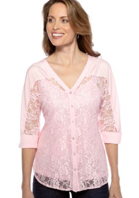 Black Rainn Lace Overlay Blouse