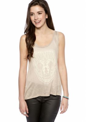 Grass Sleeveless Crochet Skull Tank Top