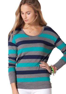 C&C California Button Back Stripe Knit Top