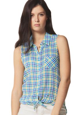 C&C California Mini Check Tie Front Shirt