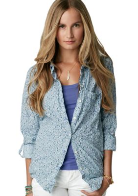 C&C California Floral Print Rolled Sleeve Shirt