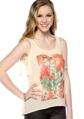 Chord Sleeveless Screen Ruffle Tank