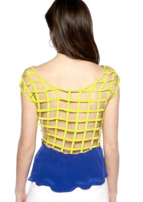 Chord Peplum Tank With Lattice Detail