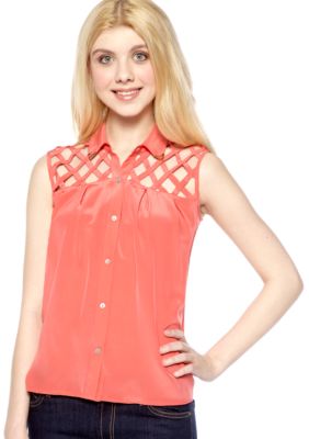 Chord Sleeveless Lattice Shoulder Top