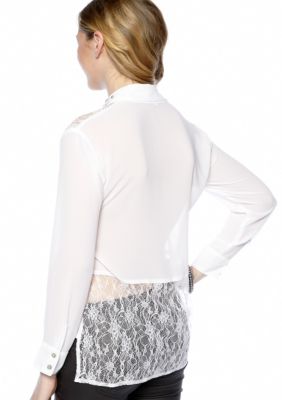 Chord Sheer Tunic With Embellished Collar