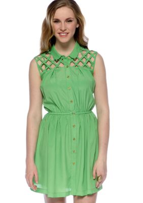 Chord Sleeveless Lattice Shoulder Dress