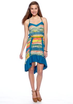 Chord Spaghetti Strap High Low Dress