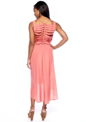 Chord Open Bar Back Detail High Low Dress