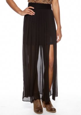 Stoosh Black Zip Maxi Skirt