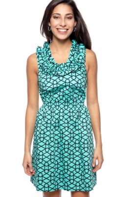 ellen & ollie Ruffle U-Neck Printed Dress