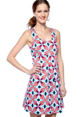 ellen & ollie Racer-Back Printed Gathered Waist Dress