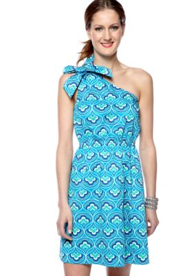 ellen & ollie Asymmetrical Printed Bow Dress