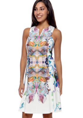 Hannah by Hannah Goff Sleeveless Notched Neck Printed Dress