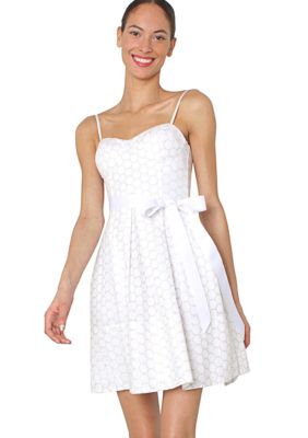 Isaac Mizrahi New York Circle Eyelet Dress with Self Tie Bow