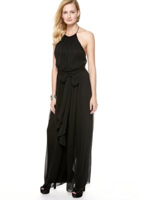 Isaac Mizrahi New York Halter Jumpsuit with Self Tie Belt