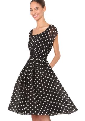 Isaac Mizrahi New York Polka Dot Dress with Smocked Waist