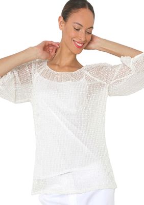 Isaac Mizrahi New York 3/4 Sleeve Lace Sequin Top