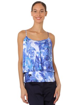 Isaac Mizrahi New York Floral Print Tiered Tank Top