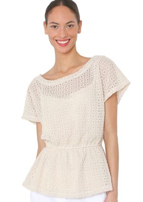 Isaac Mizrahi New York Netted Eyelet Top