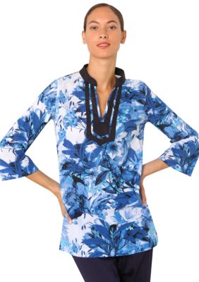 Isaac Mizrahi New York Three-Quarter Sleeve Floral Print Tunic