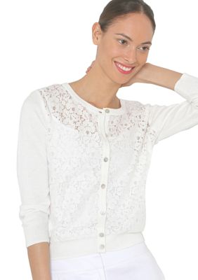 Isaac Mizrahi New York Lace Front Cardigan