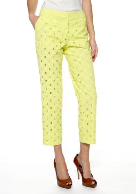 Isaac Mizrahi New York Eyelet Crop Pant