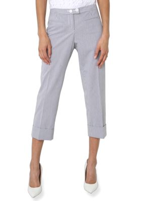 Isaac Mizrahi New York Pin Stripe Cuffed Ankle Pants