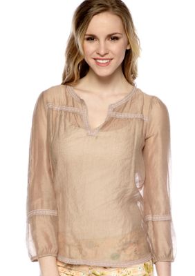 Lily White Crochet Trim Peasant Top