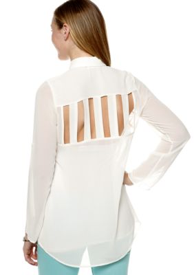 Lush Lattice Back Blouse