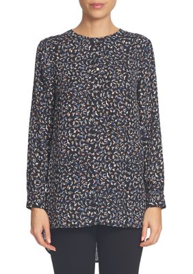 CeCe Long Sleeve Ditsy Touches Henley Blouse