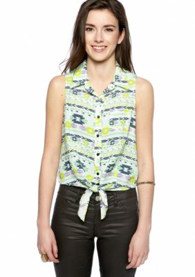 circles and cycles Tie Front Printed Top