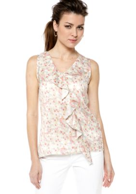 Calvin Klein Jeans Sleeveless Printed Ruffle Blouse