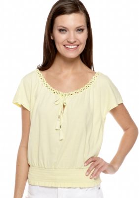 Calvin Klein Jeans Cinched Waist Peasant Top