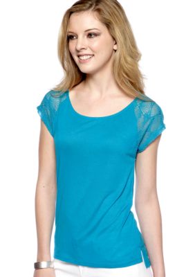 Calvin Klein Jeans Short Sleeve Tee with Mesh Sleeve and Back