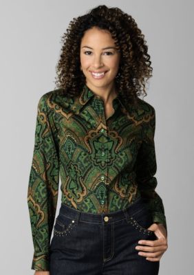 Jones New York Signature Paisley Fitted Shirt