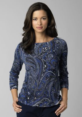 Jones New York Signature Paisley Boat Neck Sweater
