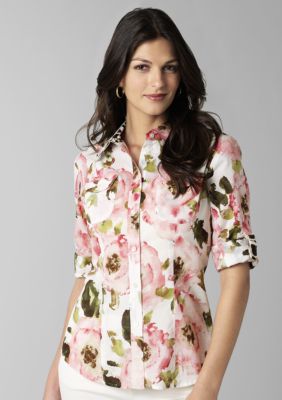 Jones New York Signature Floral Fitted Blouse