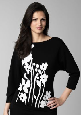 Jones New York Signature Floral Boat Neck Sweater