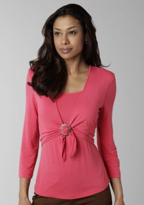 Jones New York Signature Tie Front 2fer Top