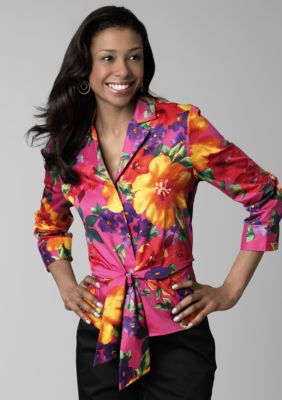 Jones New York Signature Plus Size Floral Woven Top